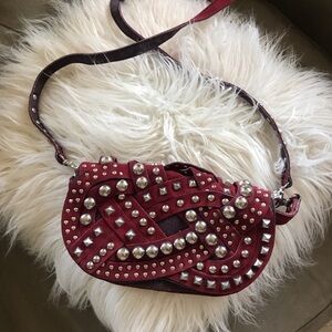 Studded Red Crossbody Bag